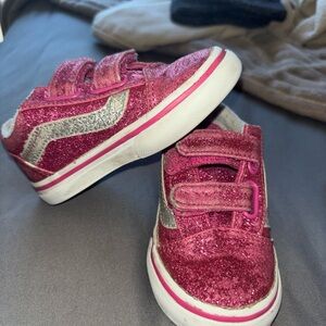 Vans Glittery Pink and Silver Kids Sneakers